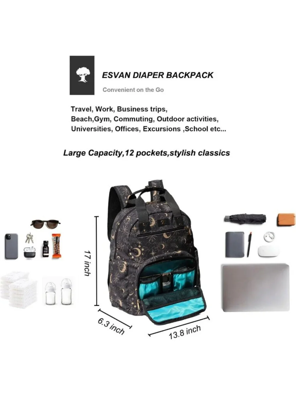 Stylish Large Capacity Diaper Bag Backpack | Multifunctional Baby Travel Pack
